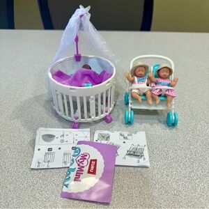 NEW Zuru MY MINI BABY Series 2 Boy/Girl Twins {SUPER RARE} Purple Teal Bassinet